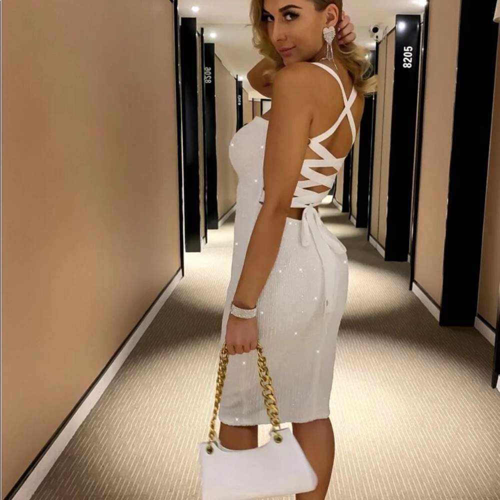 White sequin dress